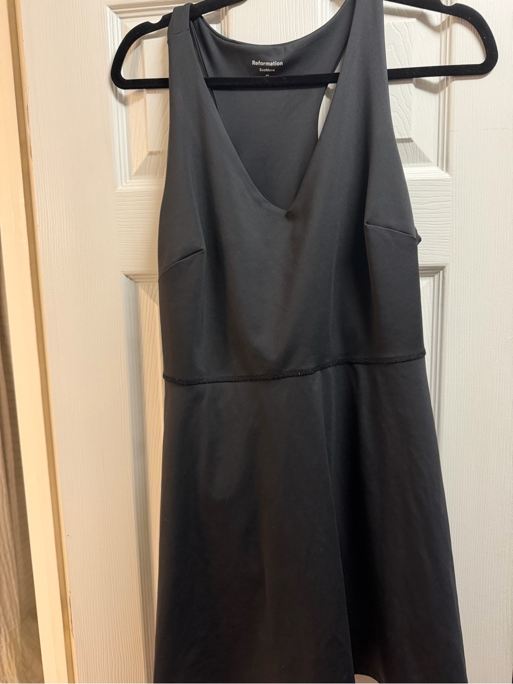 Reformation Black Sleeveless Ecomove V-Neck Dress